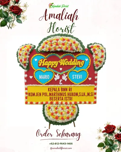 Karangan Papan Bunga Pernikahan di Sambong
